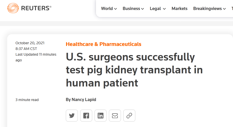 The first case in the world! The pig kidney transplantation was successful in human body, and no rejection occurred in 3 days.